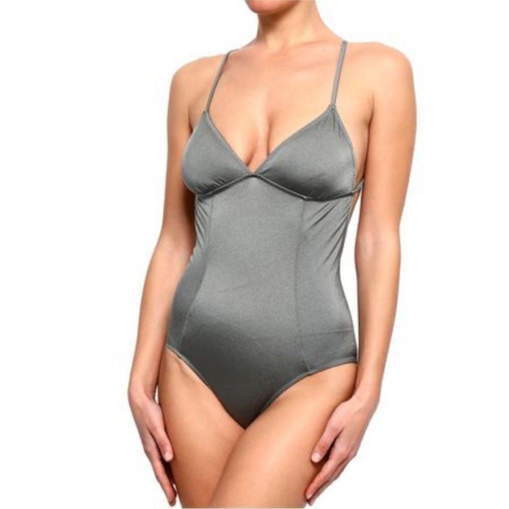 Eberjey Gray Silver One Piece Swimsuit Bathing Suit Size Small One Piece Beach  